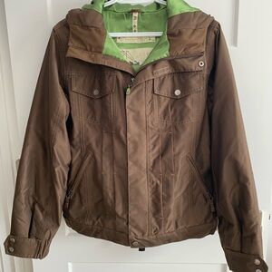Burton Brown Ski & Snowboard Jacket with Green Lining